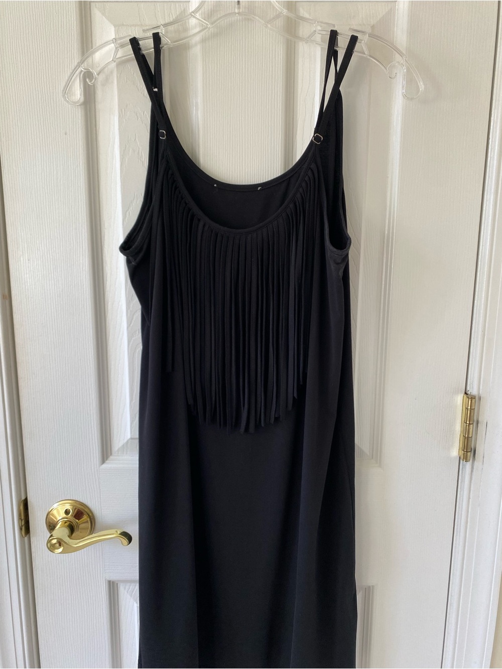 Black Fringe Sleeveless Women's Dress